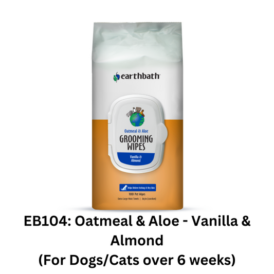 Earthbath Grooming Wipes - Oatmeal & Aloe - Vanilla & Almond For Dogs/Cats over 6 wks (100pcs) (EB104)